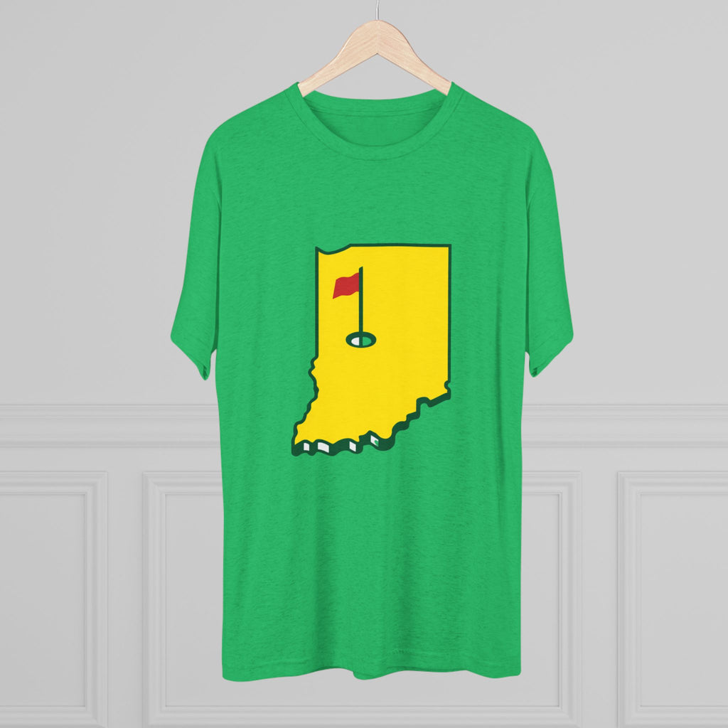 Indiana Golf Tee — State Map with Golf Flag Shirt