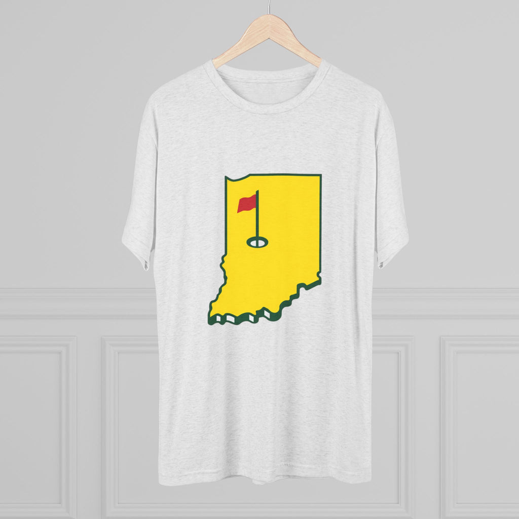 Indiana Golf Tee — State Map with Golf Flag Shirt
