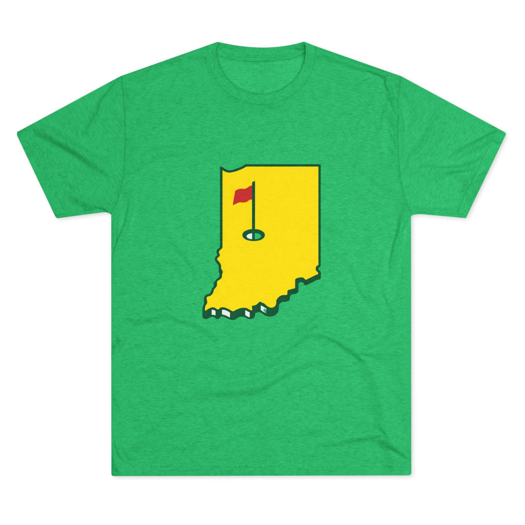 Indiana Golf Tee — State Map with Golf Flag Shirt