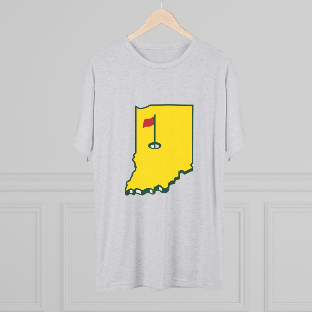 Indiana Golf Tee — State Map with Golf Flag Shirt